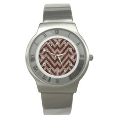 Vintage Grunge Geometric Chevron Pattern Stainless Steel Watch by dflcprintsclothing