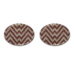 Vintage Grunge Geometric Chevron Pattern Cufflinks (Oval) Front(Pair)