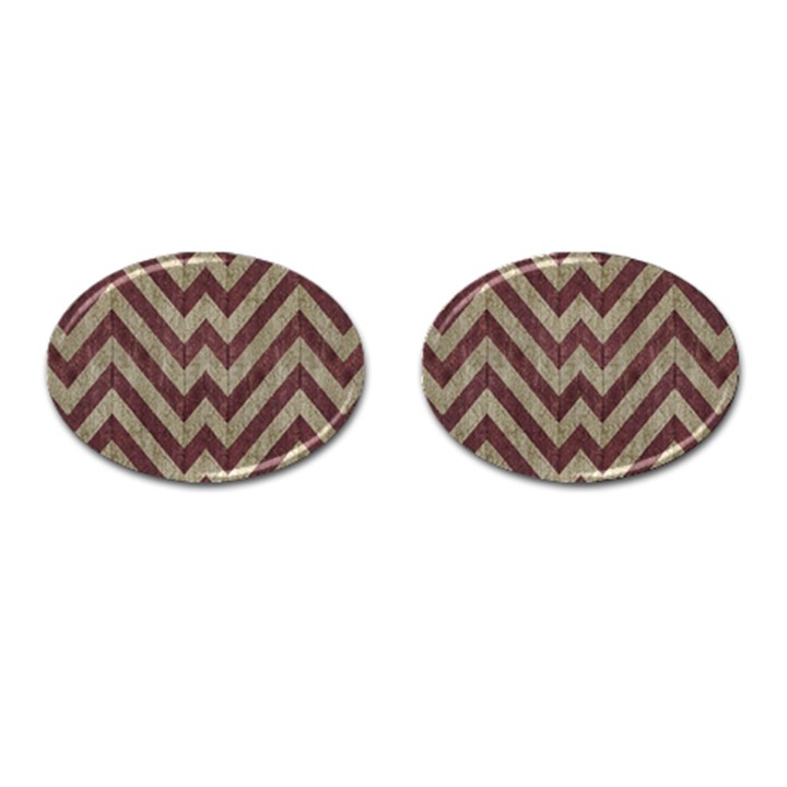 Vintage Grunge Geometric Chevron Pattern Cufflinks (Oval)