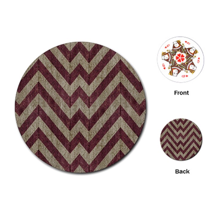 Vintage Grunge Geometric Chevron Pattern Playing Cards Single Design (Round)