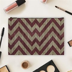 Vintage Grunge Geometric Chevron Pattern Cosmetic Bag (large) by dflcprintsclothing