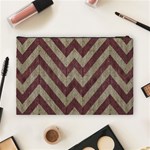 Vintage Grunge Geometric Chevron Pattern Cosmetic Bag (Large) Back