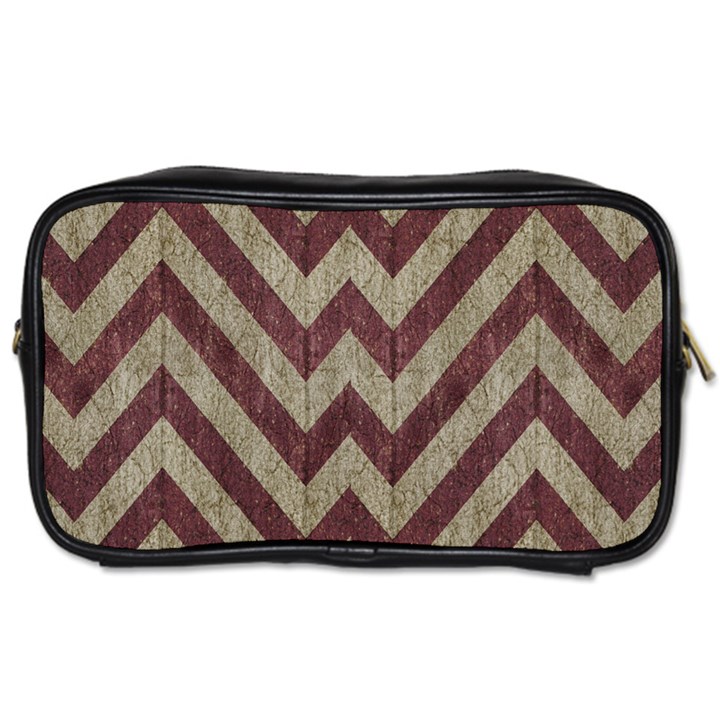 Vintage Grunge Geometric Chevron Pattern Toiletries Bag (Two Sides)