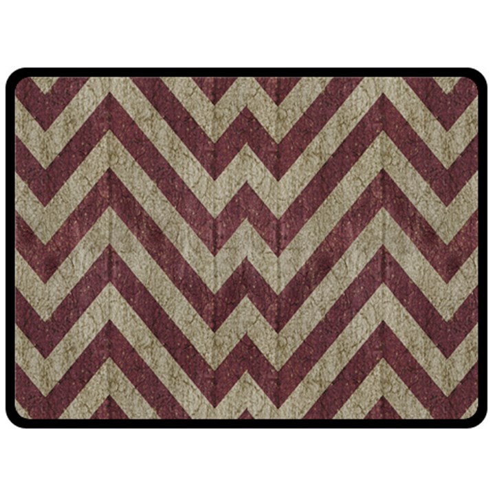 Vintage Grunge Geometric Chevron Pattern Fleece Blanket (Large) 