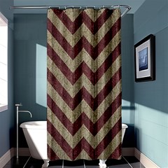 Vintage Grunge Geometric Chevron Pattern Shower Curtain 36  X 72  (stall)  by dflcprintsclothing