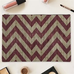 Vintage Grunge Geometric Chevron Pattern Cosmetic Bag (xxl) by dflcprintsclothing