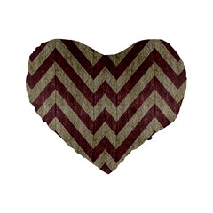 Vintage Grunge Geometric Chevron Pattern Standard 16  Premium Heart Shape Cushions