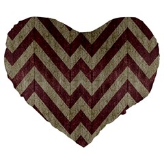 Vintage Grunge Geometric Chevron Pattern Large 19  Premium Heart Shape Cushions