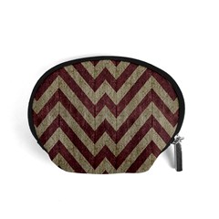 Vintage Grunge Geometric Chevron Pattern Accessory Pouch (small)