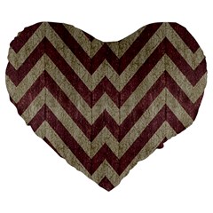 Vintage Grunge Geometric Chevron Pattern Large 19  Premium Flano Heart Shape Cushions