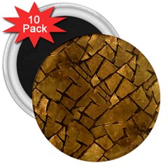 Golden Mosaic Texture Print 3  Magnets (10 Pack)  by dflcprintsclothing