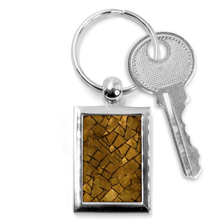 Golden Mosaic Texture Print Key Chain (Rectangle)