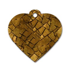 Golden Mosaic Texture Print Dog Tag Heart (one Side)