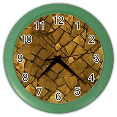 Golden Mosaic Texture Print Color Wall Clock by dflcprintsclothing