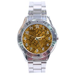 Golden Mosaic Texture Print Stainless Steel Analogue Watch by dflcprintsclothing