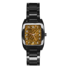 Golden Mosaic Texture Print Stainless Steel Barrel Watch by dflcprintsclothing