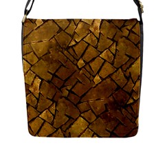 Golden Mosaic Texture Print Flap Closure Messenger Bag (l)