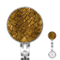 Golden Mosaic Texture Print Stainless Steel Nurses Watch by dflcprintsclothing