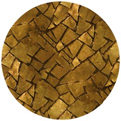 Golden Mosaic Texture Print Wooden Puzzle Round by dflcprintsclothing