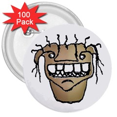 Sketchy Monster Head Drawing 3  Buttons (100 Pack) 