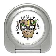 Sketchy Monster Head Drawing Travel Alarm Clock by dflcprintsclothing