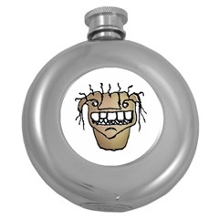 Sketchy Monster Head Drawing Round Hip Flask (5 Oz) by dflcprintsclothing