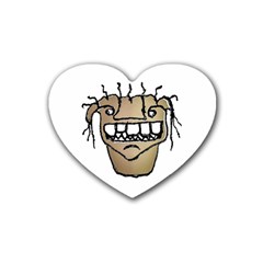 Sketchy Monster Head Drawing Rubber Coaster (heart)  by dflcprintsclothing