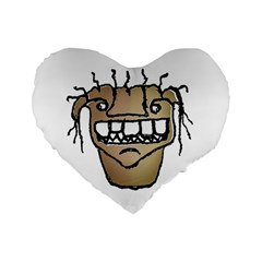 Sketchy Monster Head Drawing Standard 16  Premium Heart Shape Cushions