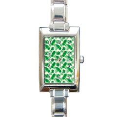 Tropical Leaf Pattern Rectangle Italian Charm Watch by Dutashop