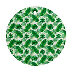 Tropical Leaf Pattern Ornament (round) by Dutashop