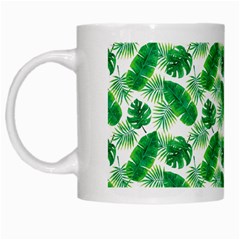 Tropical Leaf Pattern White Mugs by Dutashop