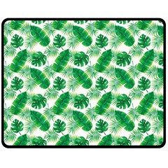 Tropical Leaf Pattern Fleece Blanket (medium)  by Dutashop