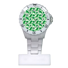 Tropical Leaf Pattern Plastic Nurses Watch