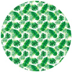 Tropical Leaf Pattern Wooden Puzzle Round