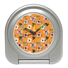 Flower Orange Pattern Floral Travel Alarm Clock by Dutashop