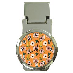 Flower Orange Pattern Floral Money Clip Watches by Dutashop