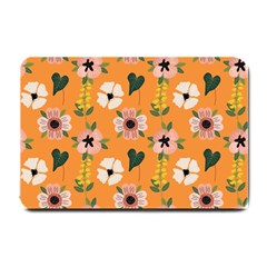 Flower Orange Pattern Floral Small Doormat  by Dutashop