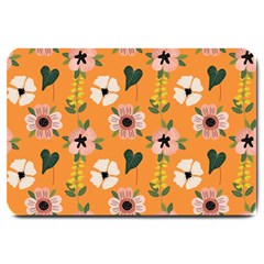 Flower Orange Pattern Floral Large Doormat  by Dutashop