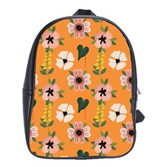 Flower Orange Pattern Floral School Bag (xl) by Dutashop