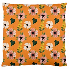 Flower Orange Pattern Floral Large Flano Cushion Case (one Side) by Dutashop