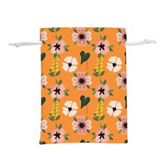 Flower Orange Pattern Floral Lightweight Drawstring Pouch (s)