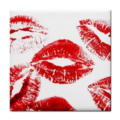 Red Lipsticks Lips Make Up Makeup Tile Coaster by Dutashop