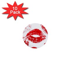 Red Lipsticks Lips Make Up Makeup 1  Mini Buttons (10 Pack)  by Dutashop