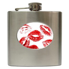 Red Lipsticks Lips Make Up Makeup Hip Flask (6 Oz) by Dutashop