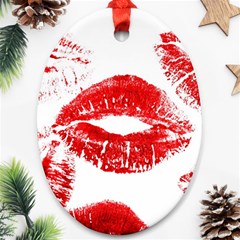 Red Lipsticks Lips Make Up Makeup Oval Ornament (two Sides) by Dutashop