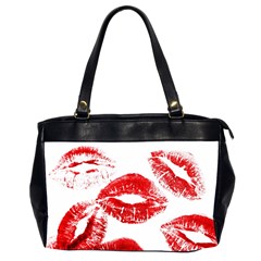 Red Lipsticks Lips Make Up Makeup Oversize Office Handbag (2 Sides) by Dutashop