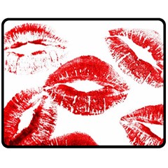 Red Lipsticks Lips Make Up Makeup Fleece Blanket (medium)  by Dutashop