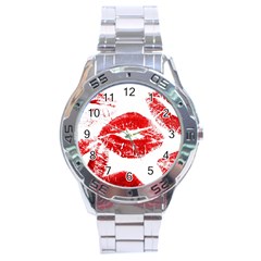 Red Lipsticks Lips Make Up Makeup Stainless Steel Analogue Watch by Dutashop