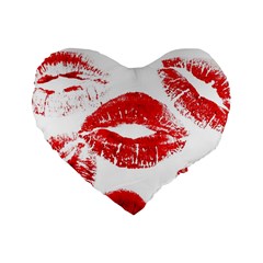 Red Lipsticks Lips Make Up Makeup Standard 16  Premium Flano Heart Shape Cushions by Dutashop