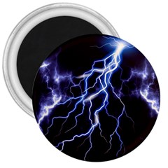 Blue Thunder at night, Colorful Lightning graphic 3  Magnets